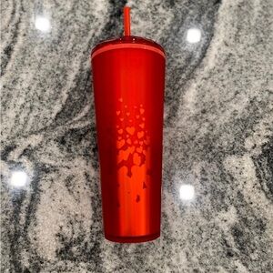 NWOT Starbucks Soft Touch Red Heart Tumbler with Dome Top